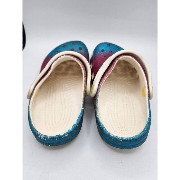 KIds Little Girls size 3 Glittery Crocs Pink/Blue - Picture 4 of 5